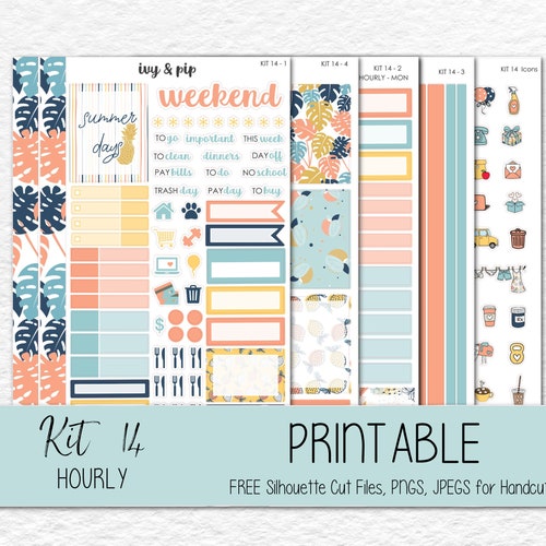 PRINTABLE Hourly Planner Sticker Kit Printable Sticker Kit - Etsy