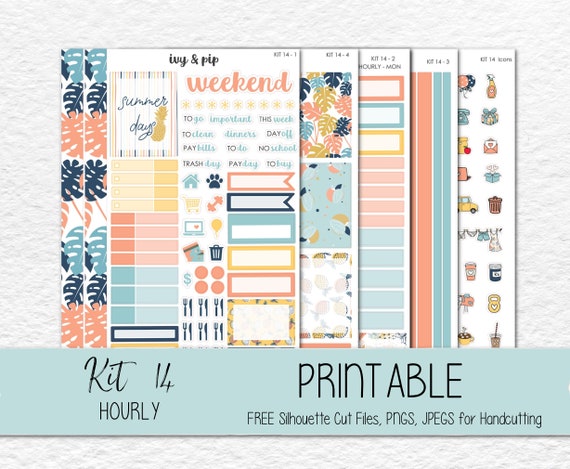 PRINTABLE Hourly Planner Sticker Kit Printable Sticker Kit - Etsy