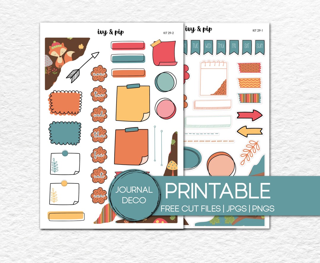 PRINTABLE Journal Deco Sticker Kit Printable Sticker Kit Journal