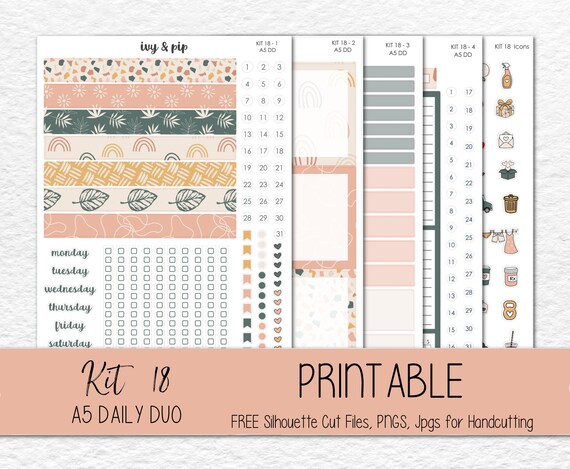 PRINTABLE A5 Daily Duo Sticker Kit Printable Sticker Kit - Etsy