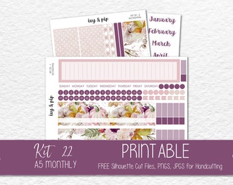 Printable A5 Monthly Sticker Kit - Etsy
