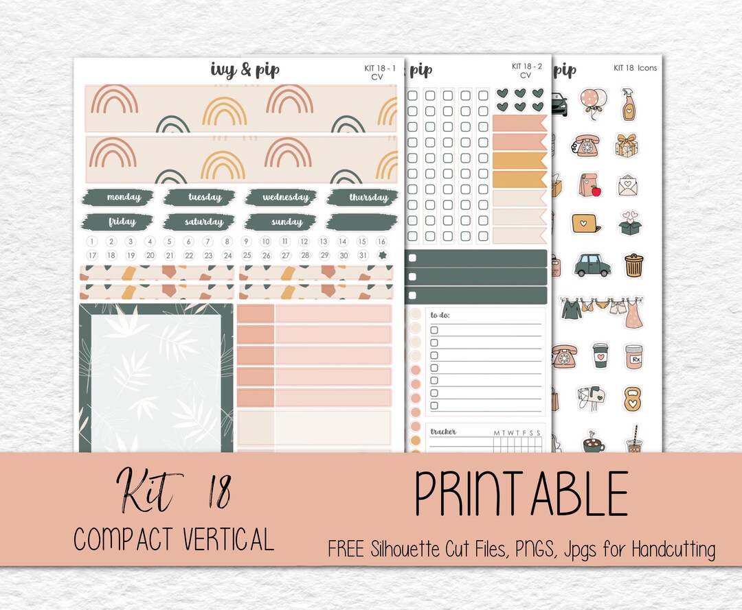PRINTABLE Compact Vertical Sticker Kit Printable Sticker Kit - Etsy