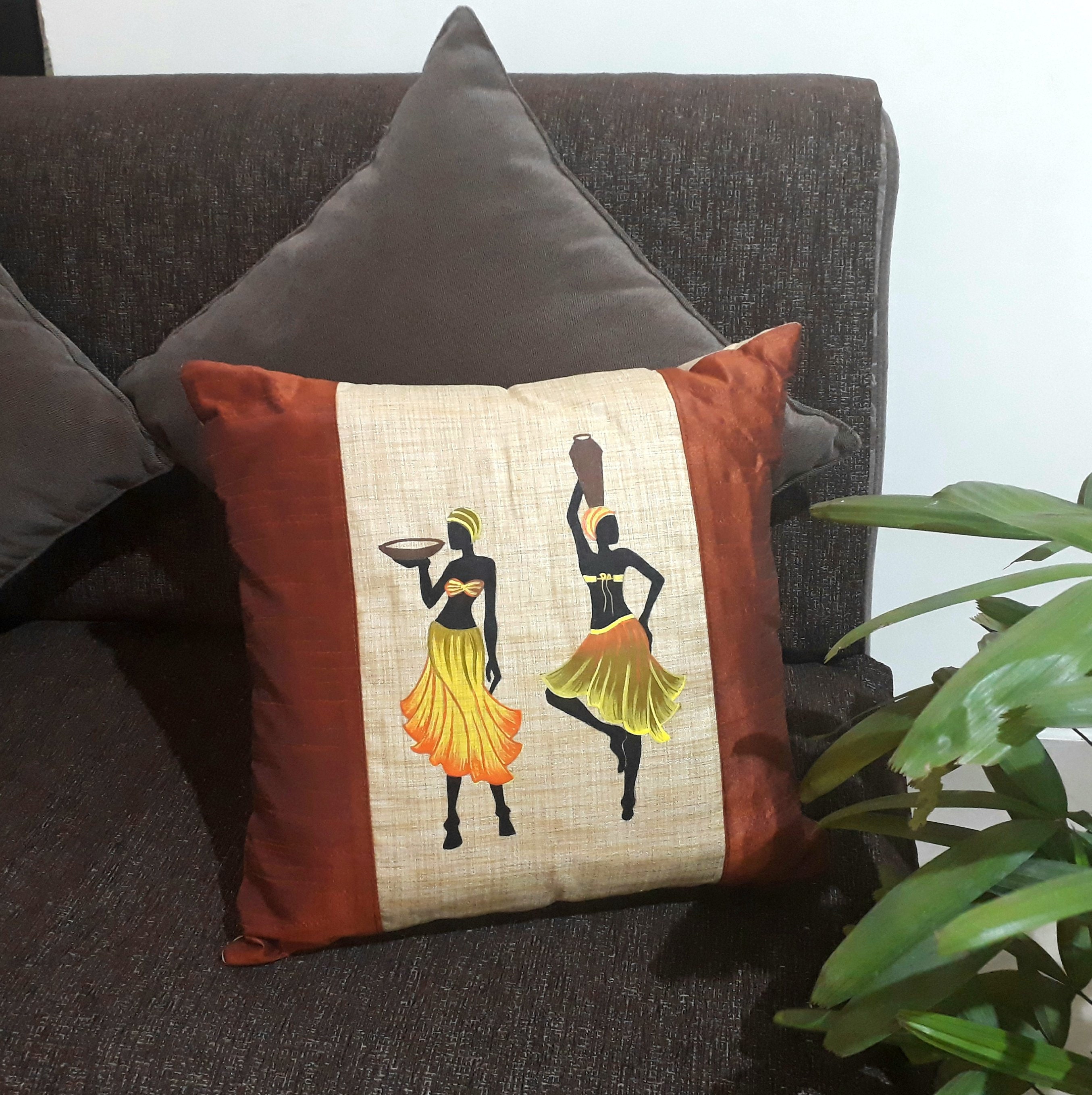 Set of 2/Original Hand painted Cushion Cover/Decorative Etsy