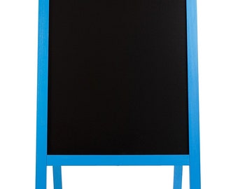 Ein toller blauer Aufsteller Kundenstopper Kreidetafel doppelseitig mit Kreide beschriftbar ideal für Innen- und Außenbereich