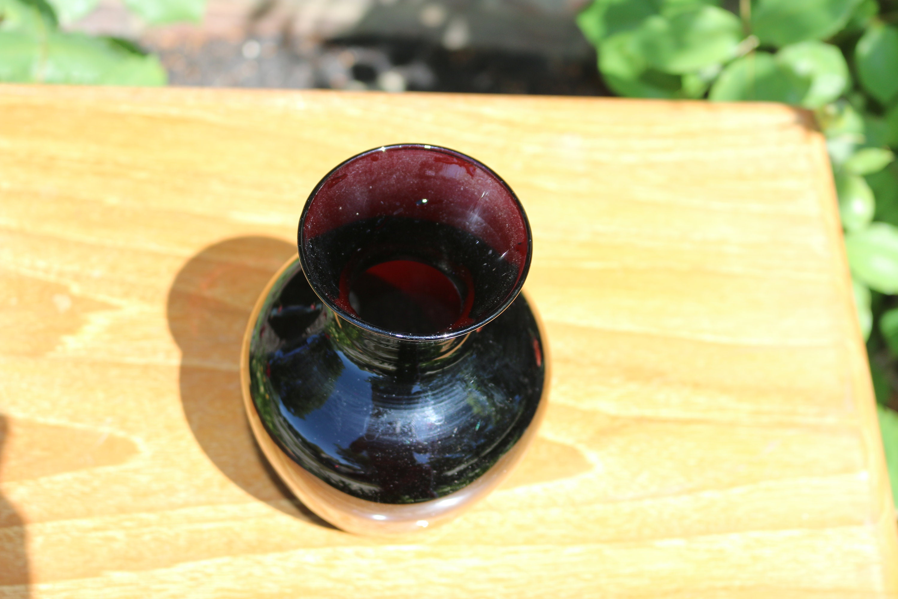 Vintage Black Milk Glass Vase With Red Undertones Etsy