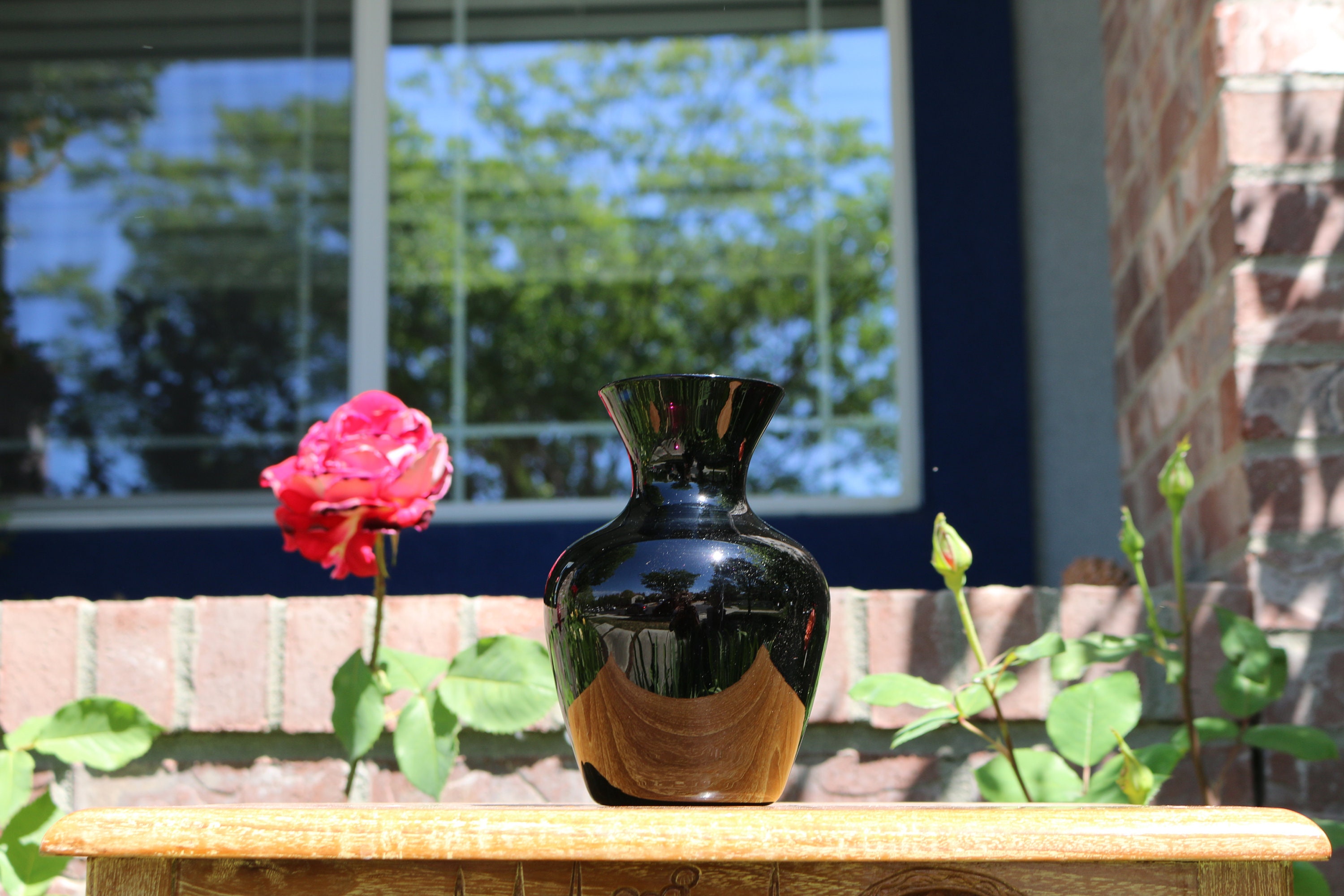 Vintage Black Milk Glass Vase With Red Undertones Etsy