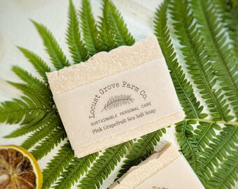 Pink Grapefruit & Mint Handmade Sea Salt Soap