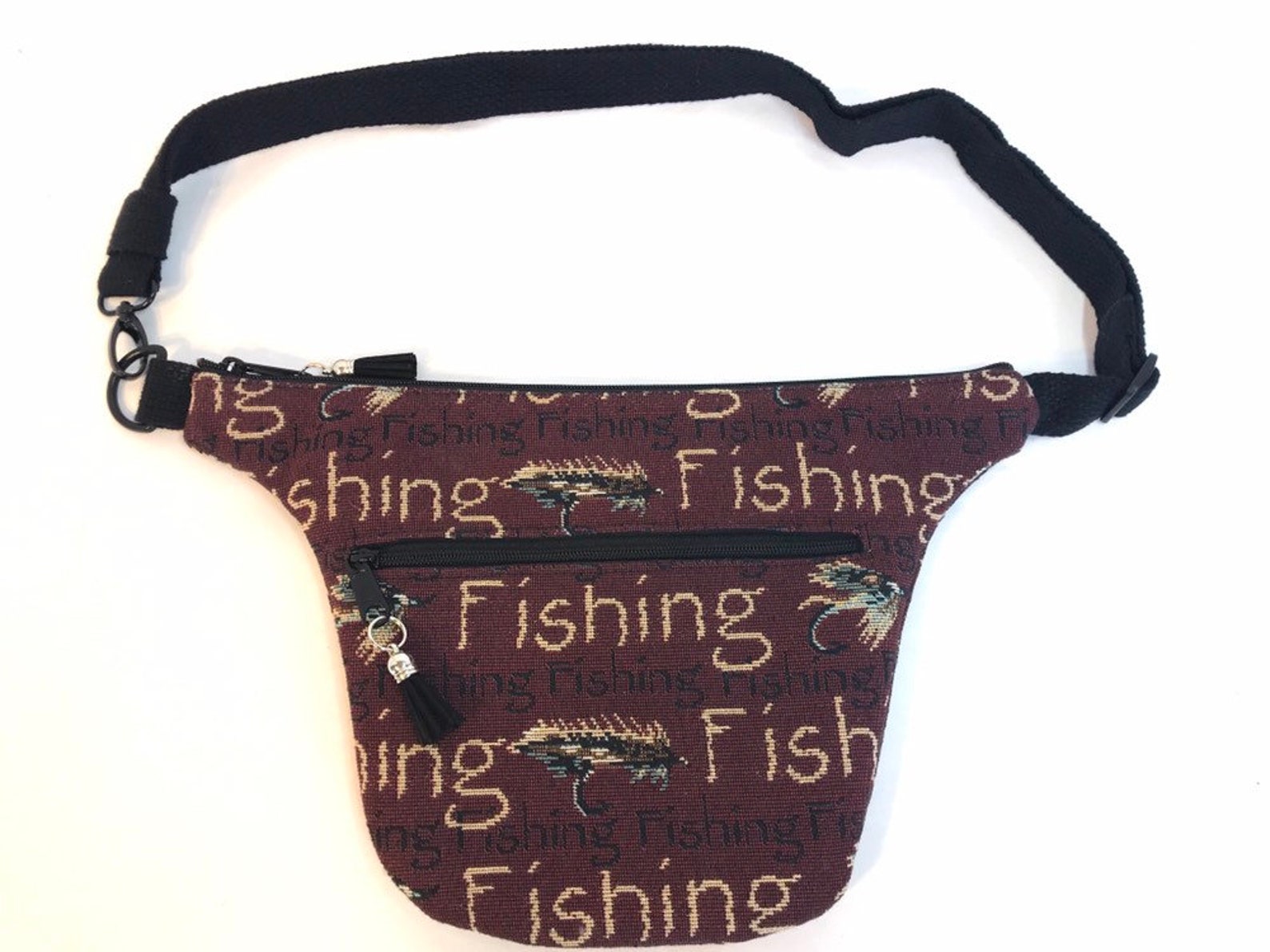 Fly Fishing themed fanny festival pack burgundy black Etsy