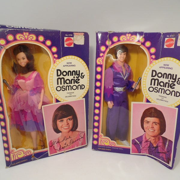 1976 Donny & Marie OSMOND Dolls w/Box MIB (Mattel) Action Figure