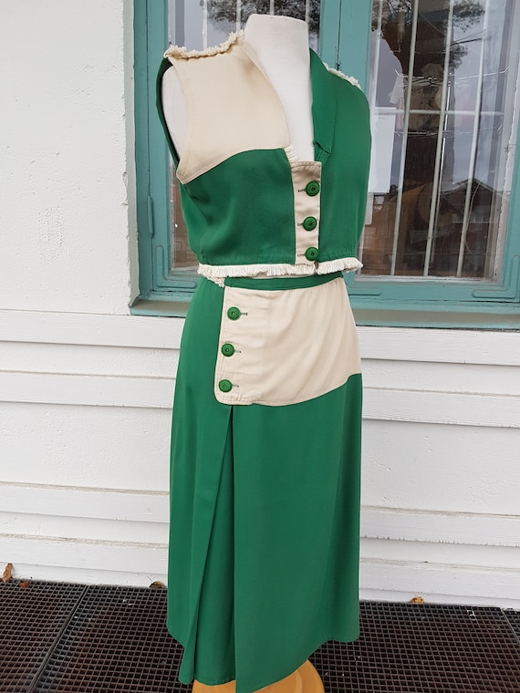 Vintage 40s Two Tone Western Inspired Skirt and Bo