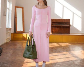 strapless open back dress Rove Linen-Cotton Midi Dress - Crossover Back Ties main image 0