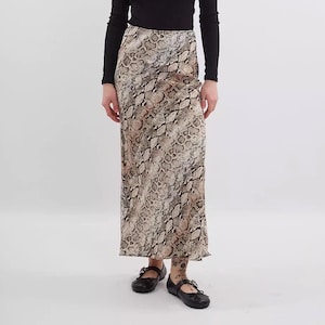 Schlangenhaut Print Midi Slip Rock: Beige Schrägschnitt Python Animal Print Geschenk für Sie