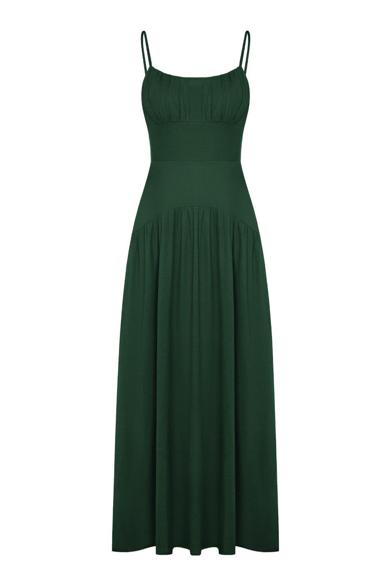 Brown Tencel Dress Western Bridal Dress Cottagecore Drop Waist Dress Bridesmaids Dress Wedding Guest Dress Boho Summer Maxi Dress