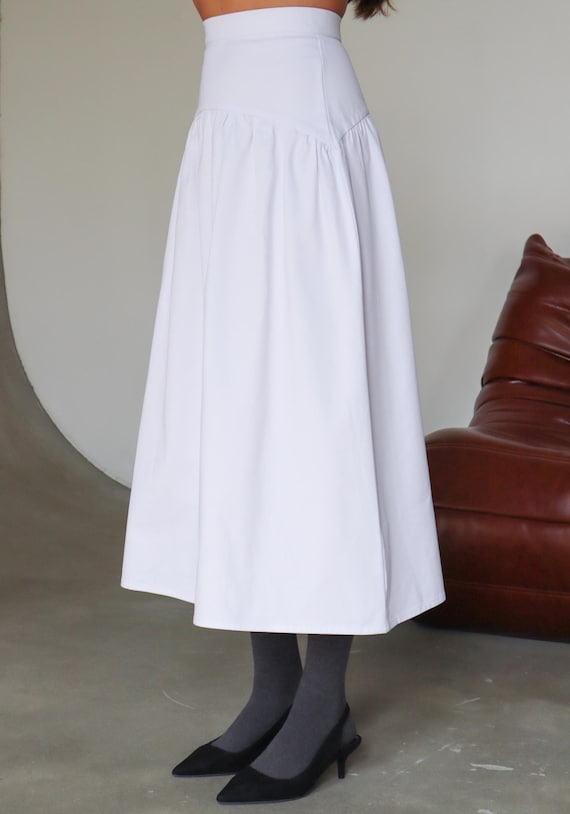 White Knit Midi Skirt Little Words White Cotton Midi Skirt: High