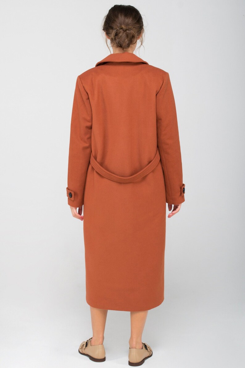 Long Warm Comfortable Brown Stylish coat with cuffs with Etsy