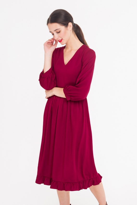 burgundy color dress
