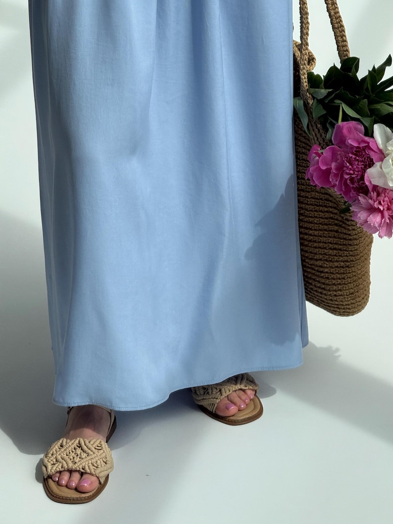 Blue Milkmaid Drop Waist Tencel Maxi Dress, Cottagecore Basque Bridesmaid Dress, Coquette Regencystore Wedding Guest Gown