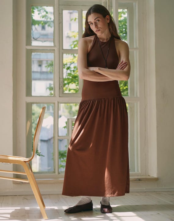 green halter maxi dress Baobab Chianti Eden Green Halter Maxi Dress