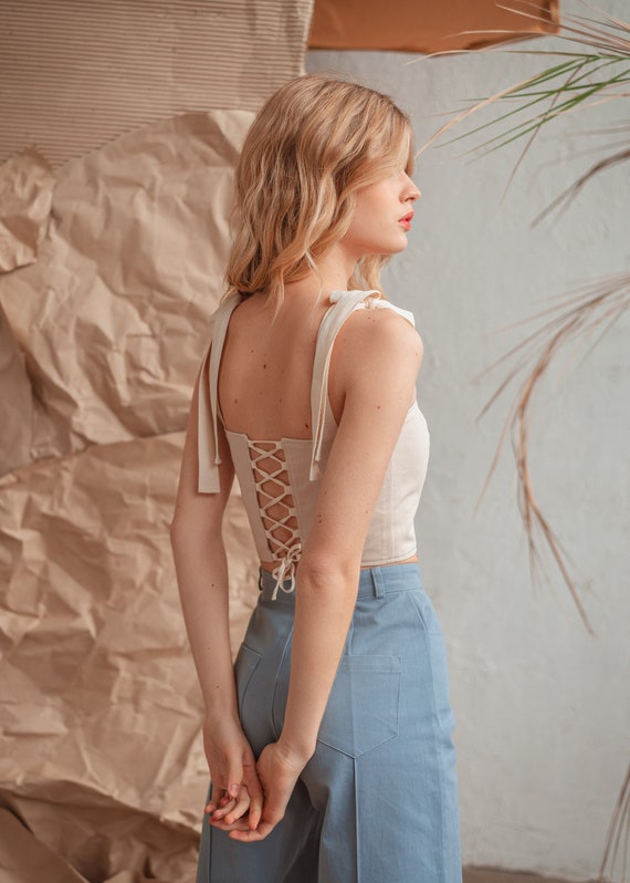 beige bustier top