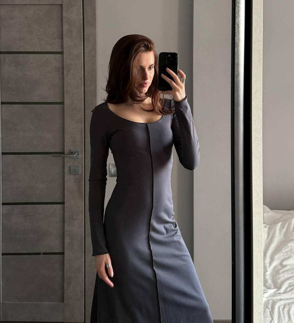 slim fit dress slacks Blue Planet | Cozy Bodycon Knitted Long-Sleeved Maxi Dress main image 0