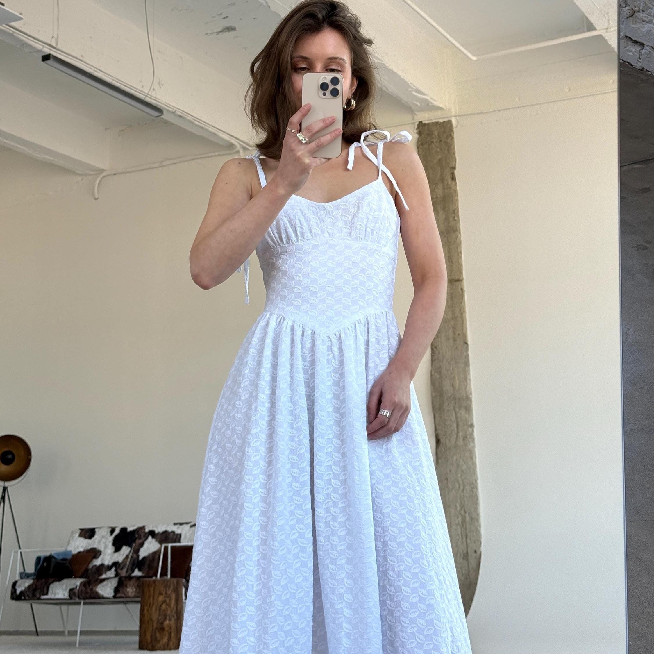 basque waist midi dress white Heavens Above Off-Shoulder Basque Waist Midi Dress Ivory