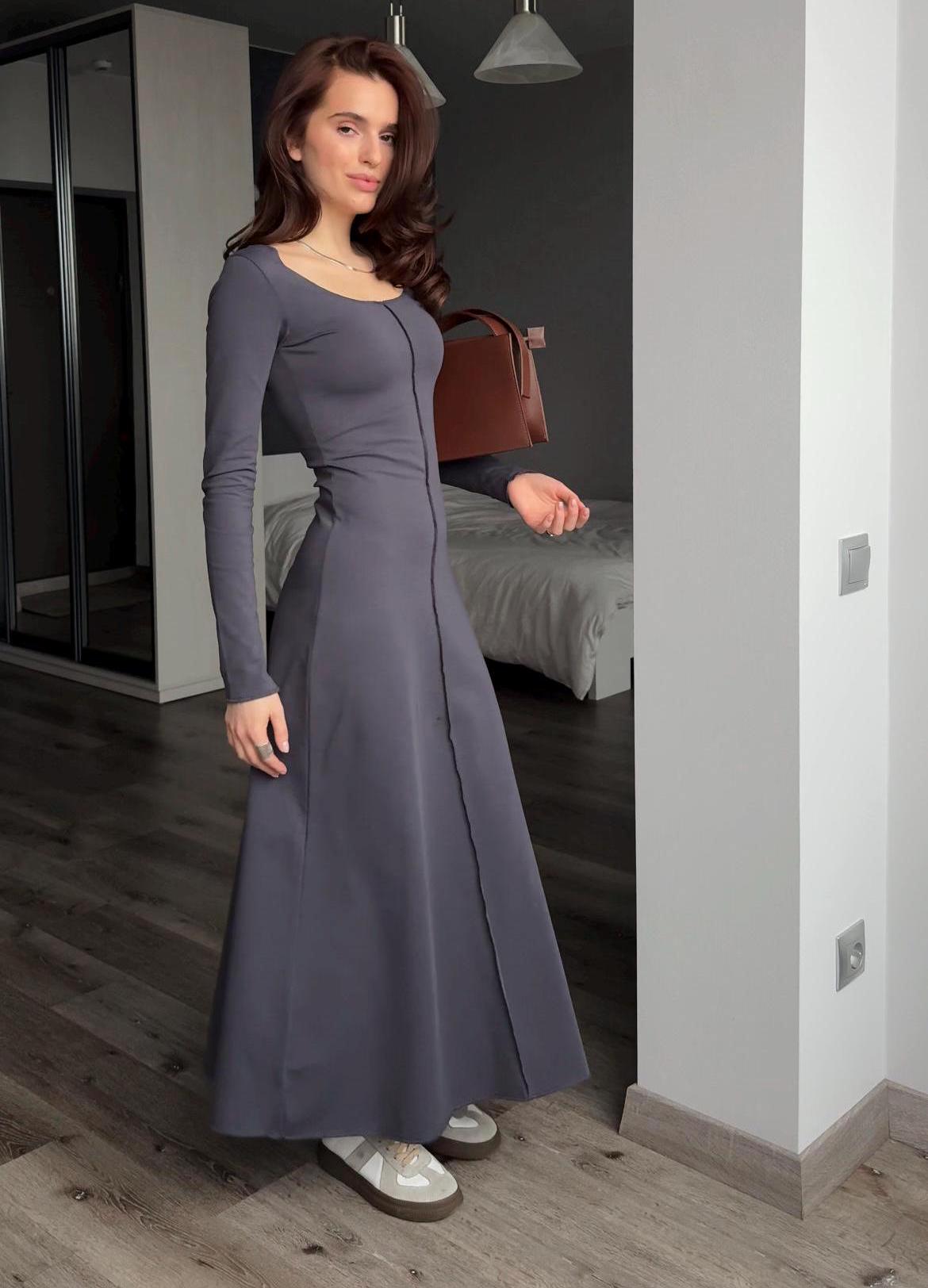 chinese dress ladies Brown Body Con Long Sleeve Dress L main image 1