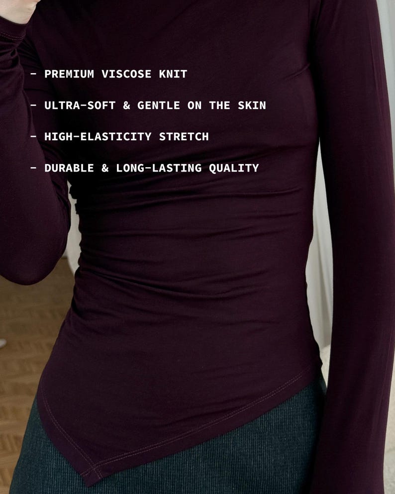 Asymmetrical Boat Neck Long Sleeve Top: Soft Viscose Jersey Black Slim Fit Shirt, Elegant Evening Twisted Blouse
