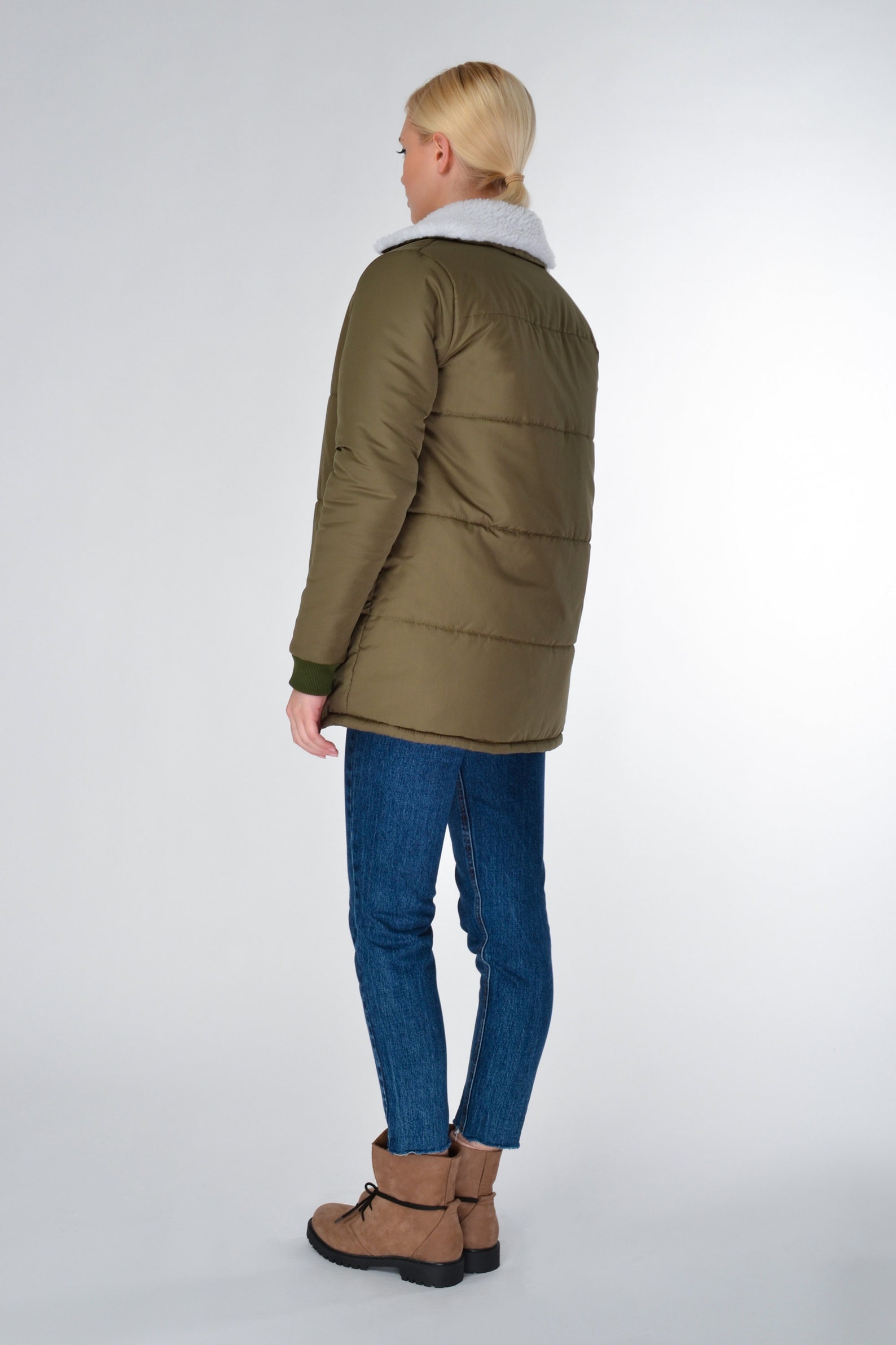 Casual Khaki Winter Womens Padded Quilted Parka Jacket with Etsy