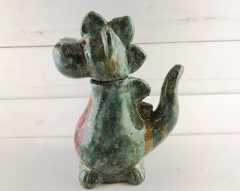 Lámpara de aceite de dragón, dos piezas, cerámica fundida, lámpara de mesa, iluminación, mecha, fuego, hecha a mano, gres, aceite de lámpara