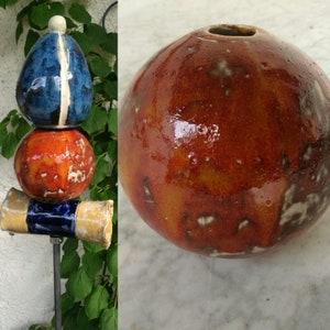 Ball for garden steele, garden decoration, steele, suitable for outdoor use, cast ceramic, stoneware, combinable, handmade