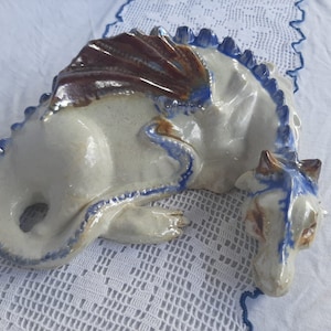 Outdoor dragon figure, cast ceramic, stoneware, unique, handmade, suitable for outdoor use, eye-catcher, pottery