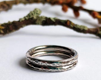 Hammered Sterling Silver Ring | Hand-Forged Textured Band | Organic Statement Jewelry