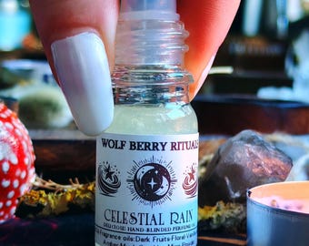 Aceite de perfume Shimmering Celestial Rain: vainilla, frutos negros, ámbar, fragancia indie