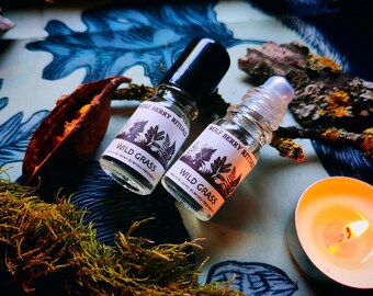 Aceite de perfume de hierba silvestre, aroma a lluvia de bosque, fragancia de bruja artesanal