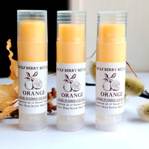 Orange Lip Balm: Natural Citrus, Shea Butter, and Cocoa Butter