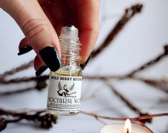 Nocturne Wolf- Burnt Sugar, Woods, Earthy, Dark Eerie Perfume Oil, Rollerball Perfume Oil, Witchcraft Fragrances, Vegan And Cruelty Free