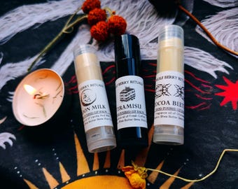 Collezione Balsamo Labbra Gourmand / Sapori Dolci da Dessert / Trio per la Cura delle Labbra Fatto a Mano / Set Regalo Idratante