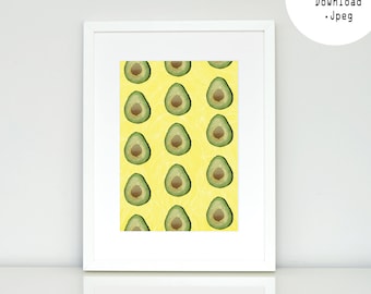 Avocado Print - kitchen Wall Decor - Food Print