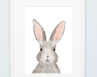 Impresión de conejo - Impresión de conejo - Impresión de liebre - Impresión sin enmarcar - Decoración de conejo - Decoración de conejo