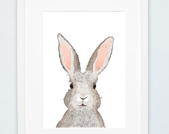 Bunny Print – Whimsical Hare Illustration, Unframed Rabbit Decor, Bunny Portrait