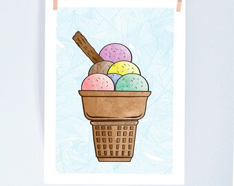 Ice Cream Print - Digital Download - Summer A4 Print