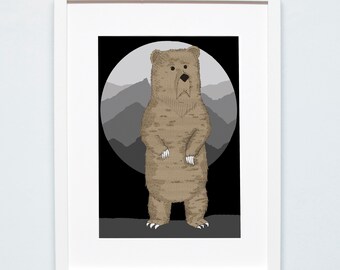 Bear Print, Nursery Bear Print,  Mountain Bear Print, Mountain Decor