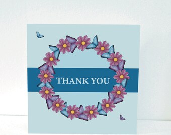 Butterfly Floral Thank You Card – Illustrated Greetings