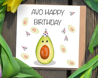 Funny Avocado Birthday Card – Avo Pun Greeting Card