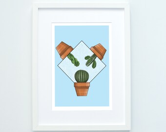 Cactus Trio Art Print: Modern Botanical Wall Decor (A4)