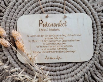 Eckiges Schild, Geschenk für den Patenonkel