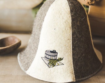 Cappello da sauna in 5 stili 100% feltro di lana naturale con logo finemente ricamato, ottimo regalo, la massima qualità