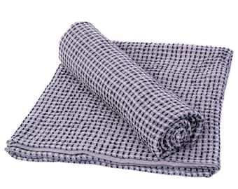 Toalla de baño de lino gofre: lino natural suave, para sauna y spa