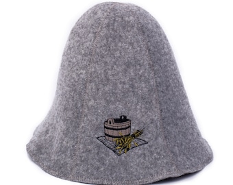 Cappello da sauna in 3 stili in lana naturale con logo finemente ricamato, ottimo regalo, feltro di poliestere della massima qualità