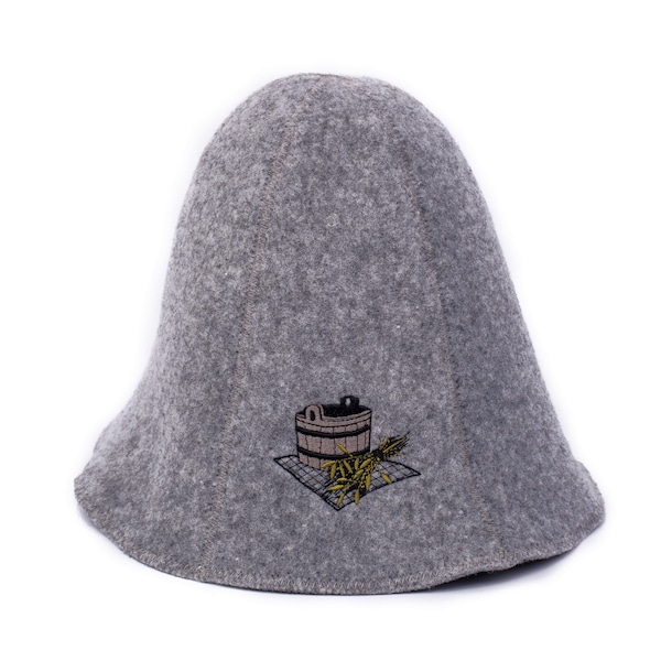 3 Arten Sauna-Hut aus Naturwolle mit fein gesticktem Logo, tolles Geschenk, Polyester-Filz von höchster Qualität